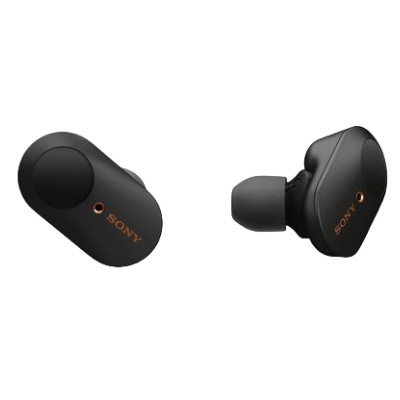 Auriculare Bluetooth sem fios preto Sony com detalhes bronze