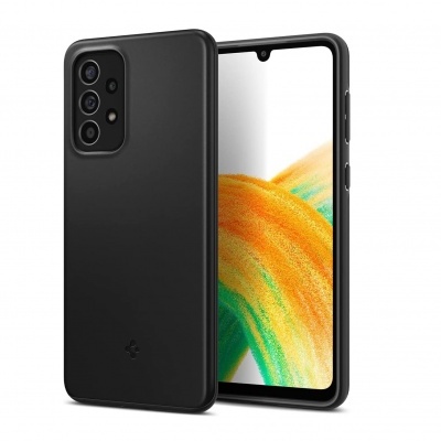 Smartphone com capa preta e ecrã colorido com entalhe