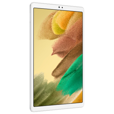 Tablet branco com ecrã grande e imagem abstrata colorida