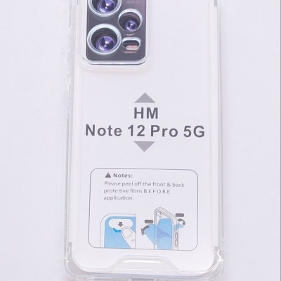 Capa transparente para smartphone Note 12 Pro 5G com instruções visíveis