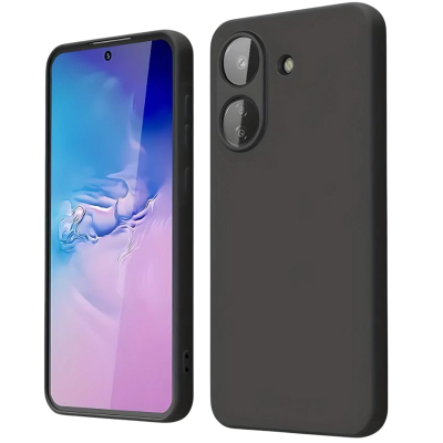 Smartphone com capa protetora preta e ecrã colorido