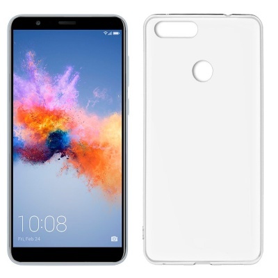 Smartphone branco com capa protetora transparente ao lado