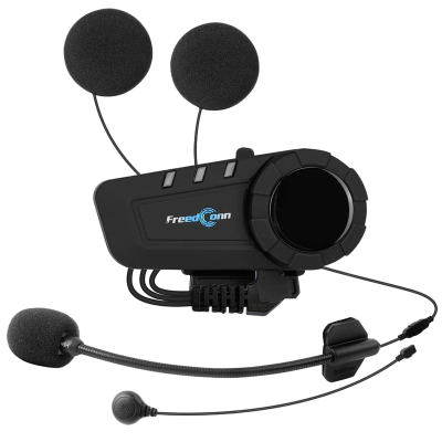 Dispositivo de comunicação preto FreedConn com microfones e botões