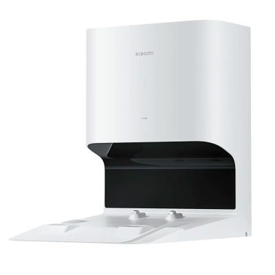 Dispositivo branco Xiaomi com abertura inferior em fundo branco