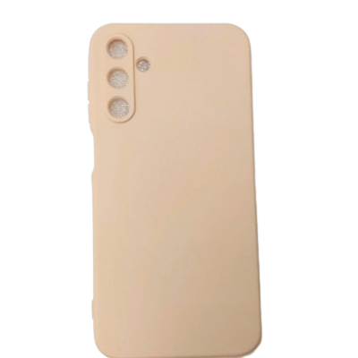 capa de silicone bege para smartphone com recortes para câmaras