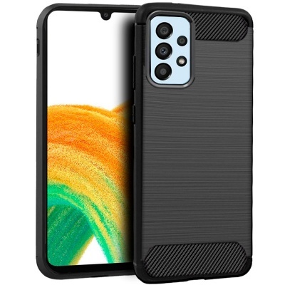 Smartphone com capa protetora preta texturizada e ecrã colorido