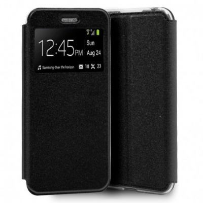 Capa preta para smartphone com visor transparente