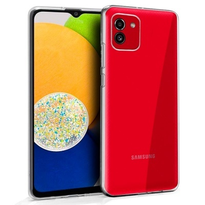 Smartphone Samsung traseira vermelha com câmera dupla e ecrã frontal brilhante