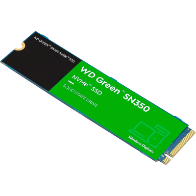 SSD WD Green SN350 NVMe 1TB com etiqueta verde e preta