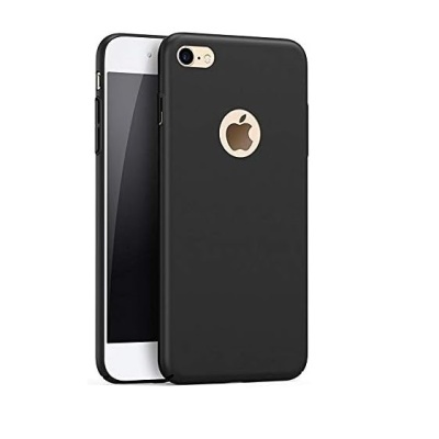 Capa protetora preta para smartphone com abertura circular para logo Apple