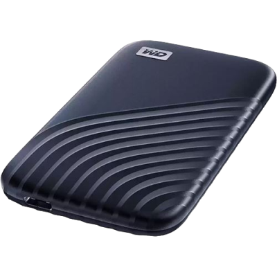 Disco rígido externo preto com textura em linhas curvas