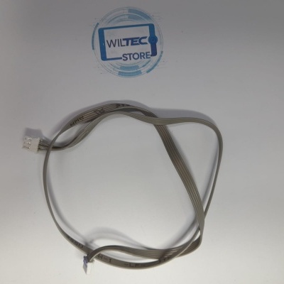 Cabo plano cinzento com conectores transparentes e logotipo WILTEC STORE