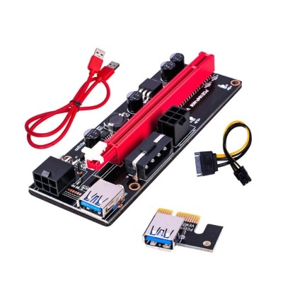 Placa extensora PCI-E para mineração com cabos e conetores