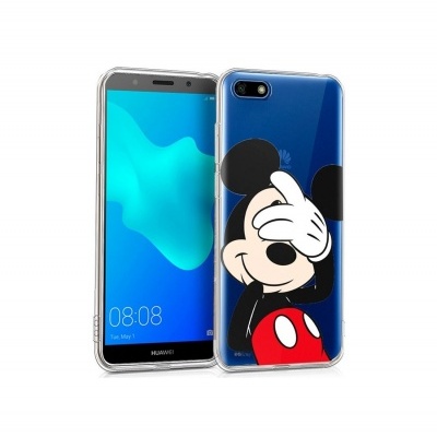 Smartphone Huawei com capa de Mickey Mouse azul