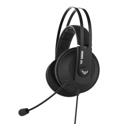 Auricular preto com microfone e texto TUF GAMING