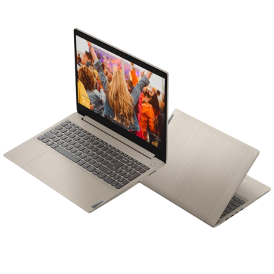 Dois portáteis cinza, um aberto a mostrar ecrã com foto de grupo e outro fechado com tampa texturizada