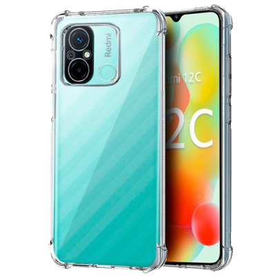 Smartphone Redmi 12C com capa protetora transparente