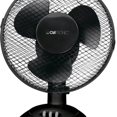Ventoinha de secretária preta Clatronic com três velocidades e grelha protetora