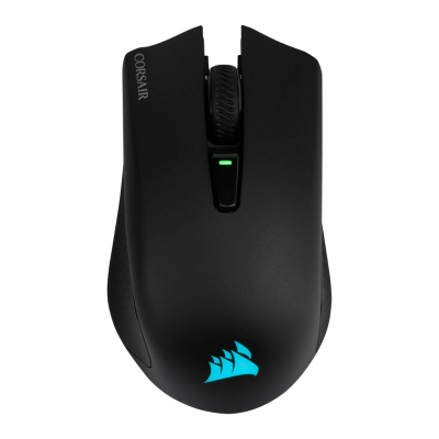 Rato de computador preto Corsair com LEDs verde e azul