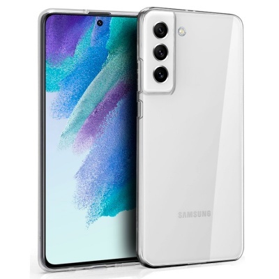 Smartphone Samsung branco com três câmaras traseiras e ecrã colorido