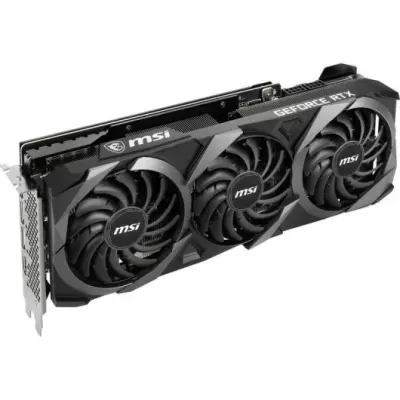 Placa gráfica MSI GeForce RTX preta com três ventoinhas