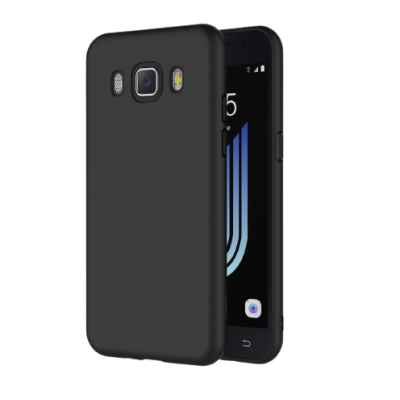 Smartphone preto com capa protetora preta em fundo branco