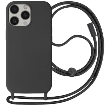 capa preta para smartphone com cordão ajustável preto