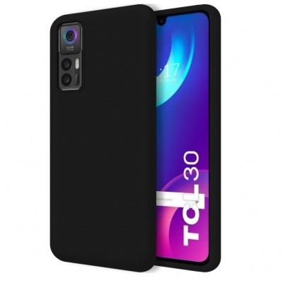 Smartphone TCL 30 com capa preta e ecrã frontal colorido