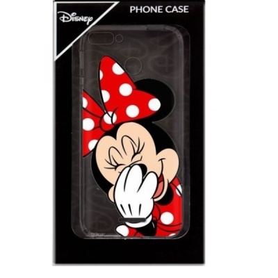 Capa telemóvel Minnie Disney com laço vermelho e branco às bolinhas