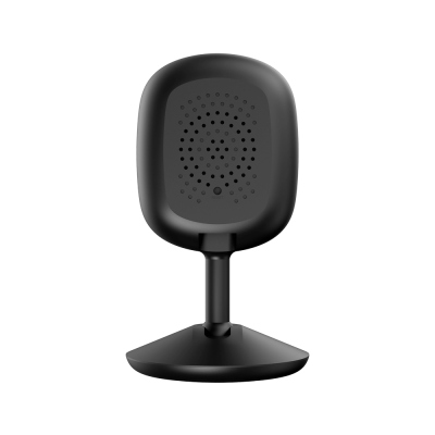 Microfone preto com suporte em fundo branco