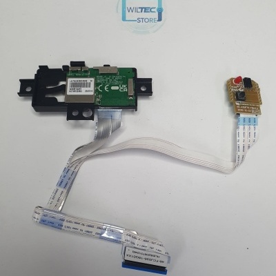 Módulo eletrônico LG com cabo plano e pequena placa com LED vermelho e botão