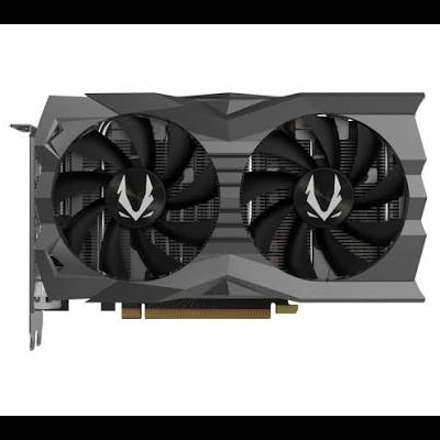 Placa gráfica preta com duas ventoinhas em fundo branco