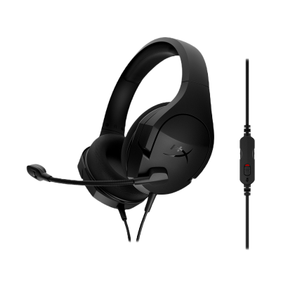 Headset HyperX Cloud Stinger preto com microfone e controle de volume inline.