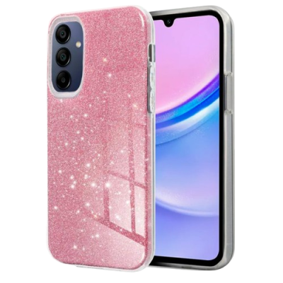 Capa rosa com glitter para smartphone com ecrã visível