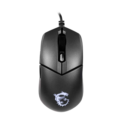 Rato de computador preto com logótipo iluminado em forma de dragão