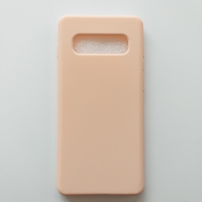 Capa de telemóvel bege claro com abertura para câmara