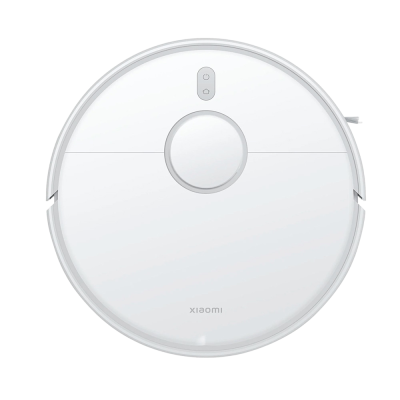 Aspirador robótico branco circular Xiaomi com botão no topo