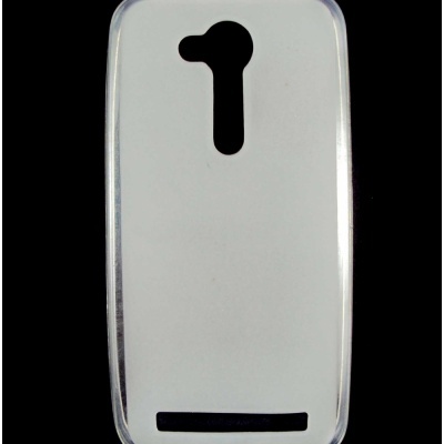 Capa transparente para telemóvel com recortes, sobre fundo preto