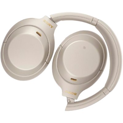 Auriculares sem fios Sony creme dobráveis com almofadas suaves