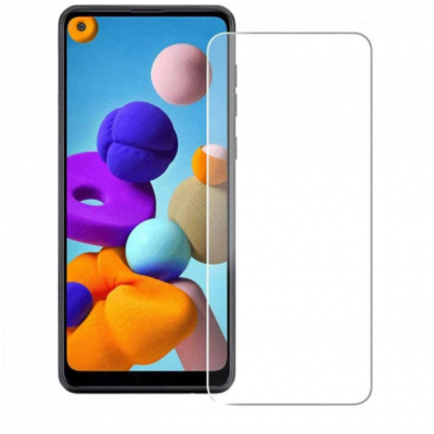 Smartphone com película protetora de ecrã transparente