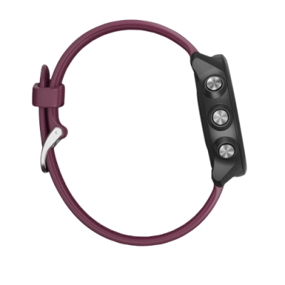 Pulseira de smartwatch vinho com três botões prateados