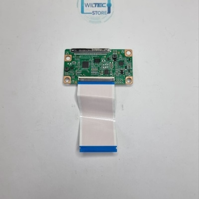 Placa de circuito com fita flexível sobre fundo branco com logo WILTEC STORE.