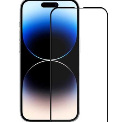 Smartphone com protetor de ecrã transparente e moldura preta