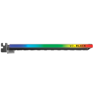 SSD WD_Black com faixa colorida em degradé e inscrição WD_BLACK