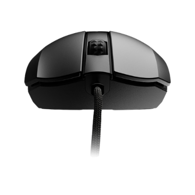 Rato de computador preto com cabo e roda de scroll