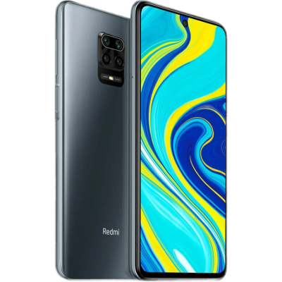 Smartphone Redmi cinza com ecrã colorido e câmara traseira quádrupla