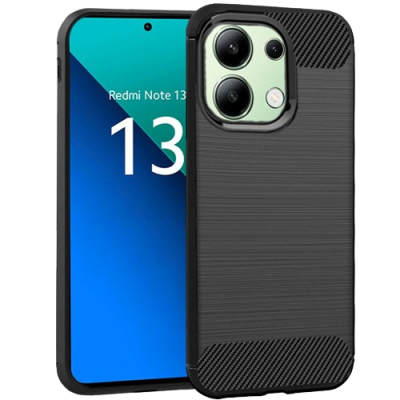 Smartphone Redmi Note 13 com capa preta texturada