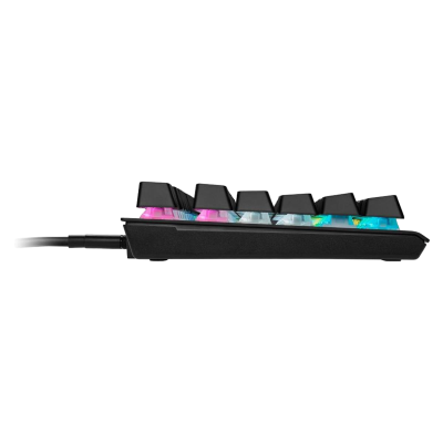 Teclado mecânico compacto com iluminação RGB colorida e cabo USB