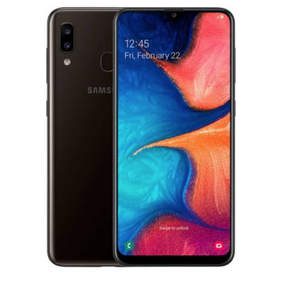 Smartphone preto Samsung com ecrã colorido e câmara dupla