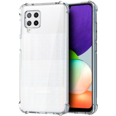 Smartphone Samsung branco com capa transparente e ecrã colorido
